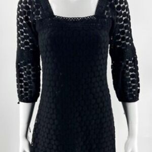 203 SOLITAIRE by RAVI KHOSLA Black Lace Tunic Top Plus Size 1X